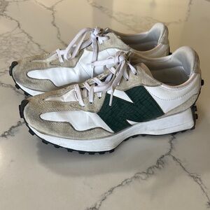 New Balance 327 White and Green Sneakers Croc embossed N